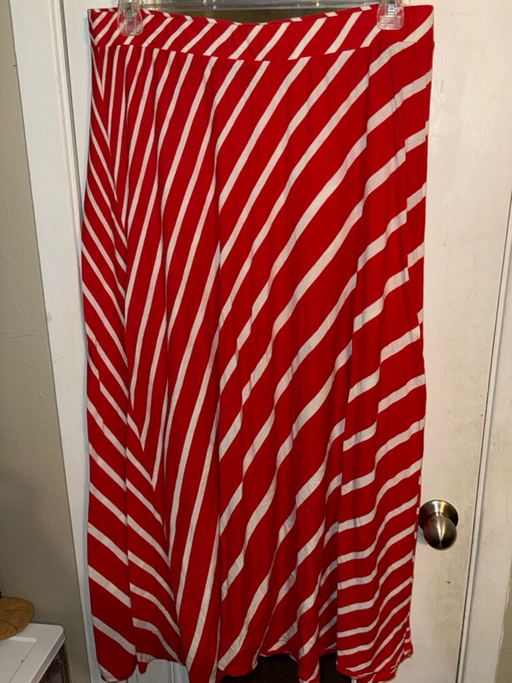 Lane Bryant Red and White Striped Maxi Skirt